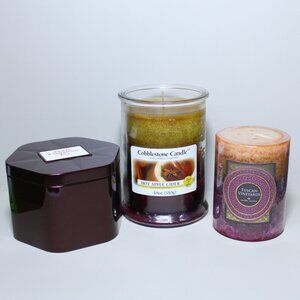 Lot of 3 Mixed Candles Fall Autumn Apple Cinnamon, Apple Cider, Tuscan Vineyard